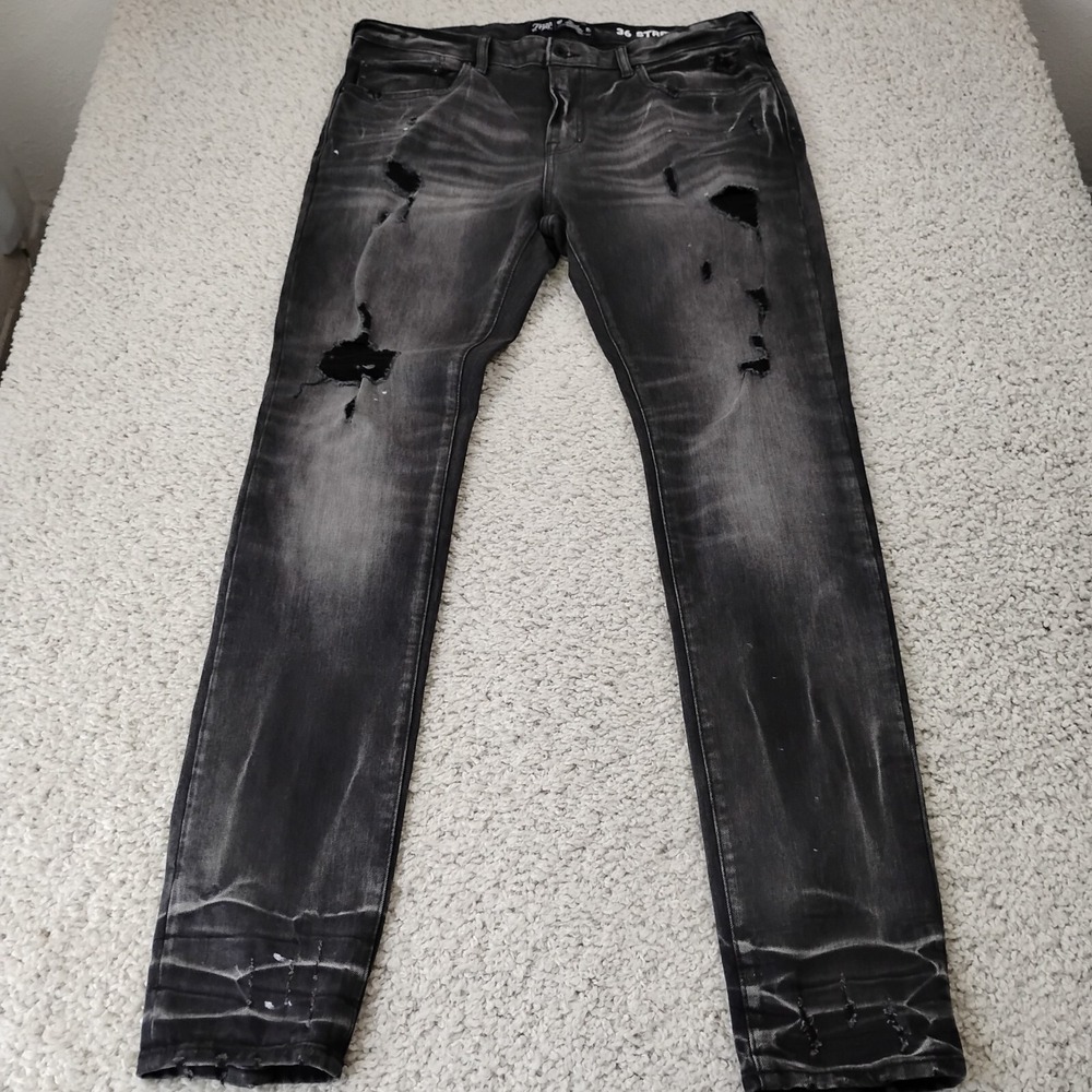 PRPS Jeans Mens 36 Black Denim Super Skinny Gothic Grunge Distressed Street Soul